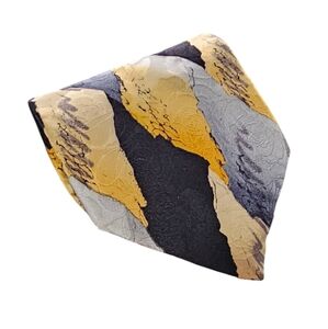 J. Garcia | Yellow, Black & Gray Silk Tie with Embossed Roses